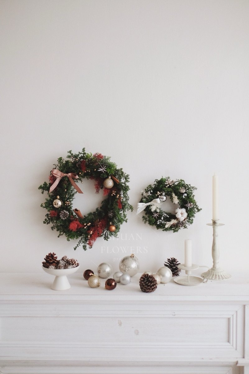 [Classic Christmas Circle] Christmas Wreath Everlasting Christmas Wreath Christmas Ornaments Christmas Circle - ช่อดอกไม้แห้ง - พืช/ดอกไม้ 