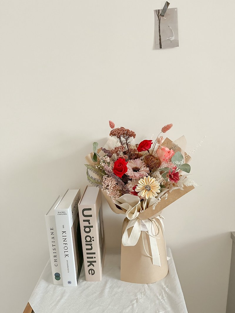 【Eternal Life Bouquet】Valentine's Day Type B comes with a handwritten small card Korean dried flower Valentine's Day Anniversary - Dried Flowers & Bouquets - Plants & Flowers Green