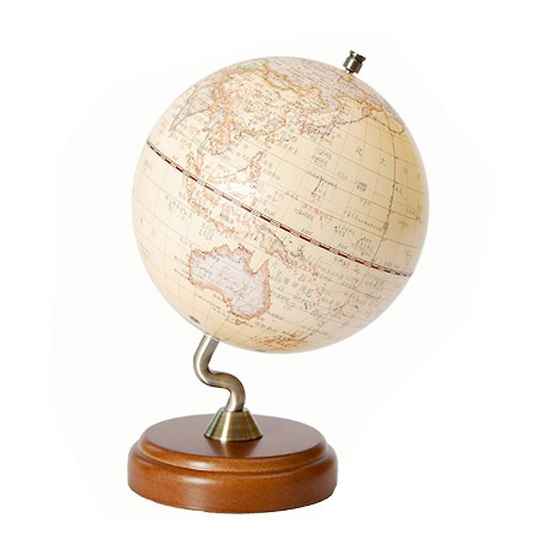 #AR Interactive SkyGlobe 10-Inch Antique Wooden Base Stereo Globe (Chinese and English) - Items for Display - Plastic Khaki