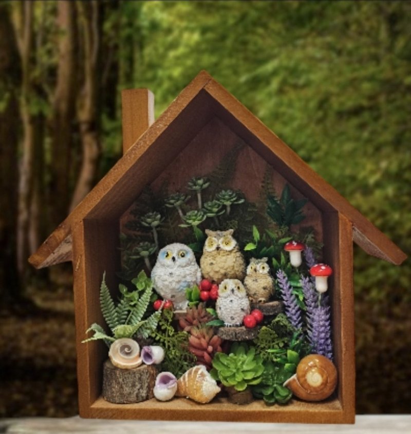 樹屋貓頭鷹全家福 - 擺飾/家飾品 - 其他材質 