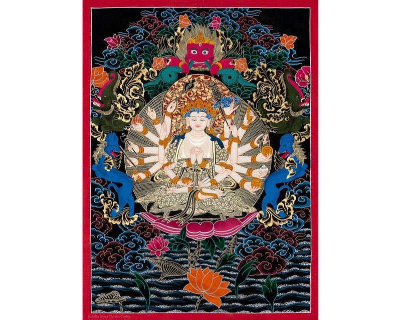 查蒂唐卡畫 力量與權力的象徵 - 壁貼/牆壁裝飾 - 其他材質 多色