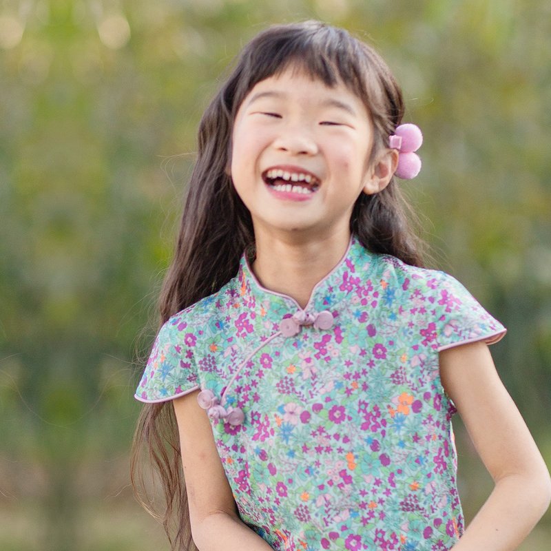 兒童旗袍 古風 四季款 紫戀碎花 - 旗袍/改良式旗袍 - 棉．麻 