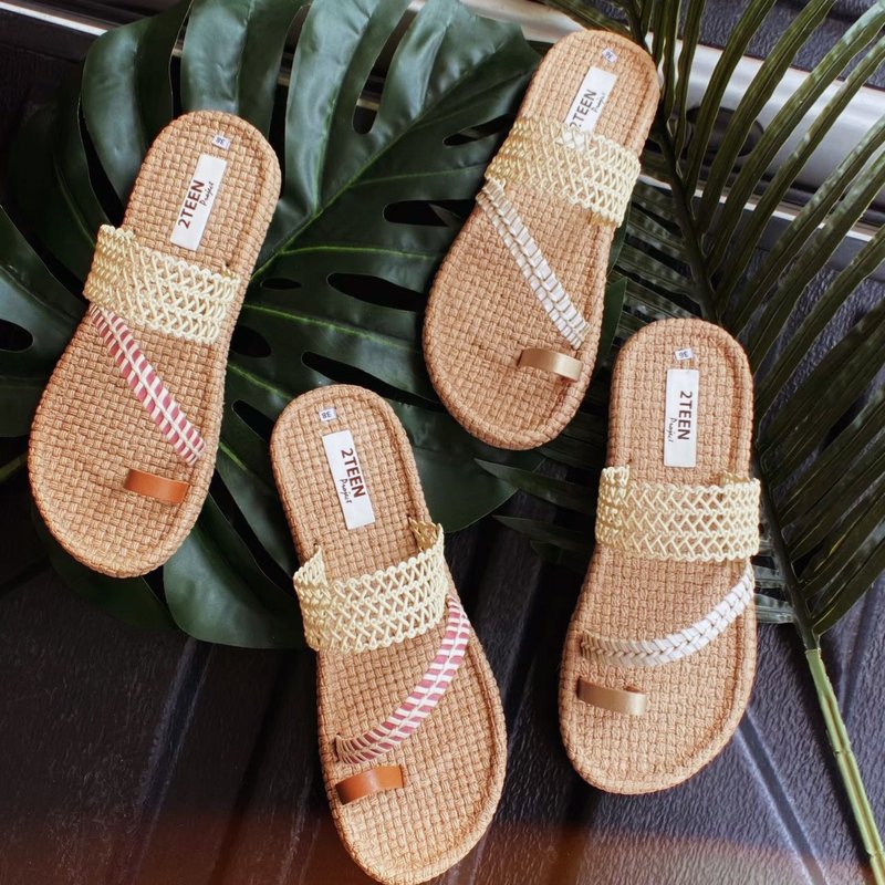 Comfy Summer Sandals : Brown / White - 女休閒鞋/帆布鞋 - 橡膠 