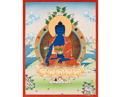 チベット宗教の薬師仏のタンカアート - ショップ Boudha Stupa