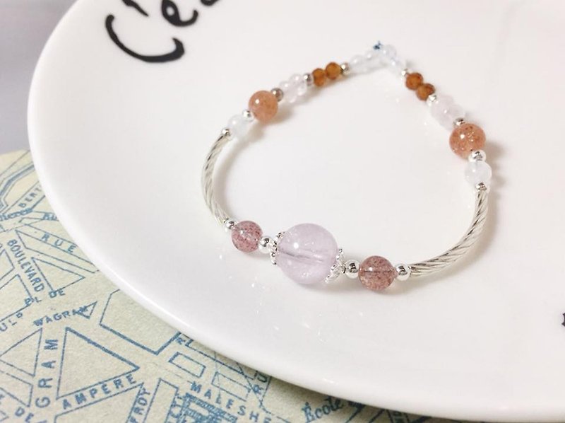 MH sterling silver natural stone custom series_恋人_粉晶 - Bracelets - Gemstone Pink
