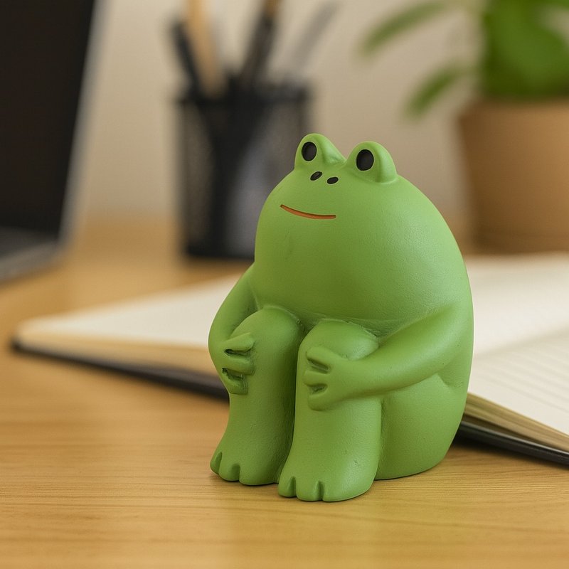 【公仔】日本 Decole concombre 抱膝坐小青蛙 公仔 青蛙 發呆 - 擺飾/家飾品 - 樹脂 綠色