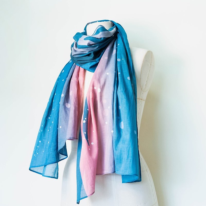 【眾山-星空】純棉圍巾68×170 cm - 圍巾/披肩 - 棉．麻 藍色