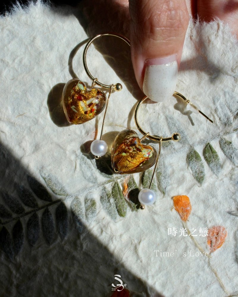 Time Lover・Handmade earring - Earrings & Clip-ons - Other Materials Gold