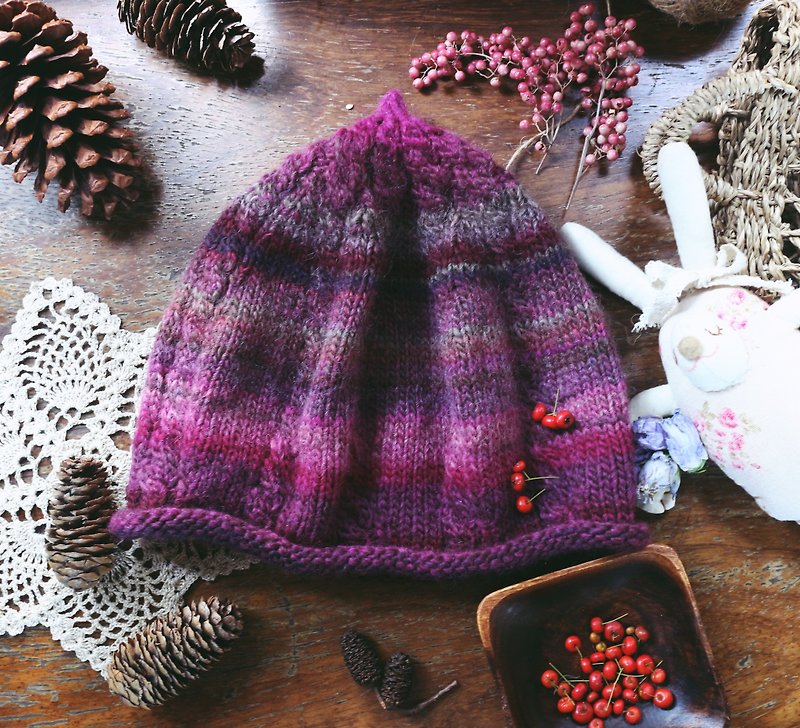ChiChi Handmade-Twisted Chestnut Hat-Knitted Woolen Hat - Hats & Caps - Wool Purple