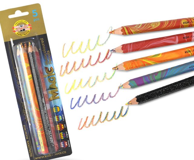 KOH-I-NOOR 六角レインボーマジック色鉛筆 - 5本セット (チェコ