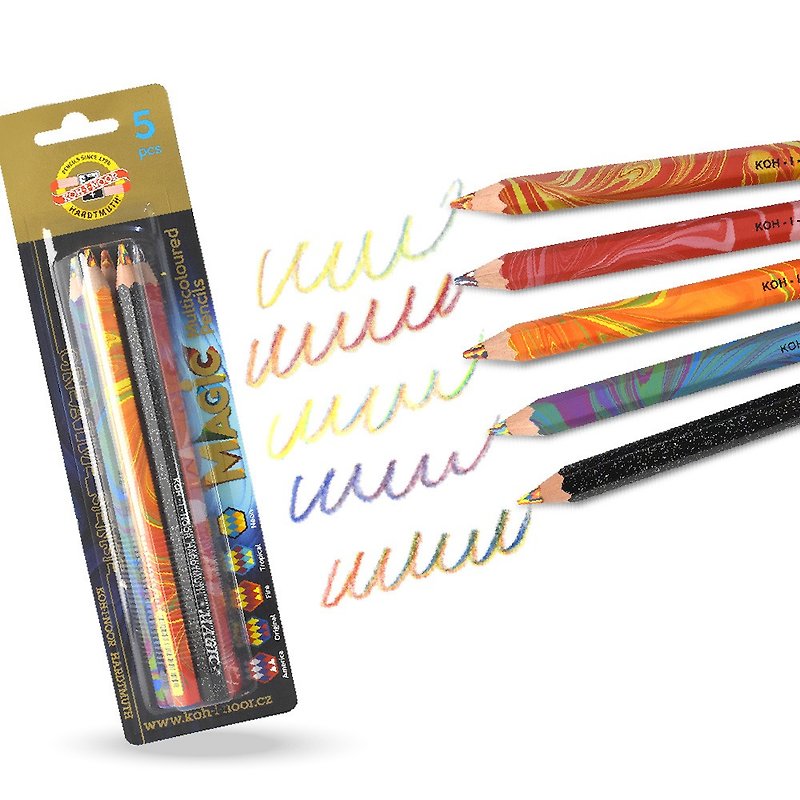 KOH-I-NOOR 六角彩虹魔術色鉛筆-5入組(捷克品牌文具/美術畫具) - 鉛芯筆 - 其他材質 多色