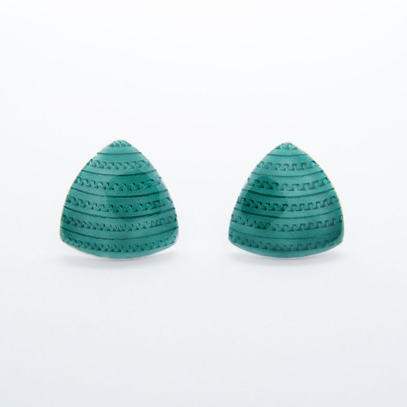 Geometry planet enamel / sterling silver earrings 1 - Earrings & Clip-ons - Enamel Green