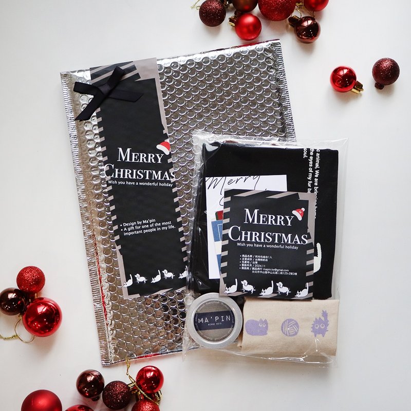 【聖誕禮盒 交換禮物】喵星人帆布包組合/黑色 - 側背包/斜背包 - 棉．麻 黑色