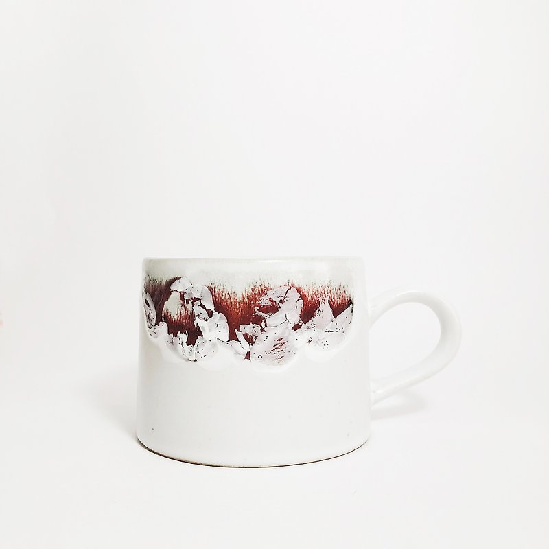 窯變釉手作陶瓷馬克杯－流釉紅 - 咖啡杯 - 瓷 紅色