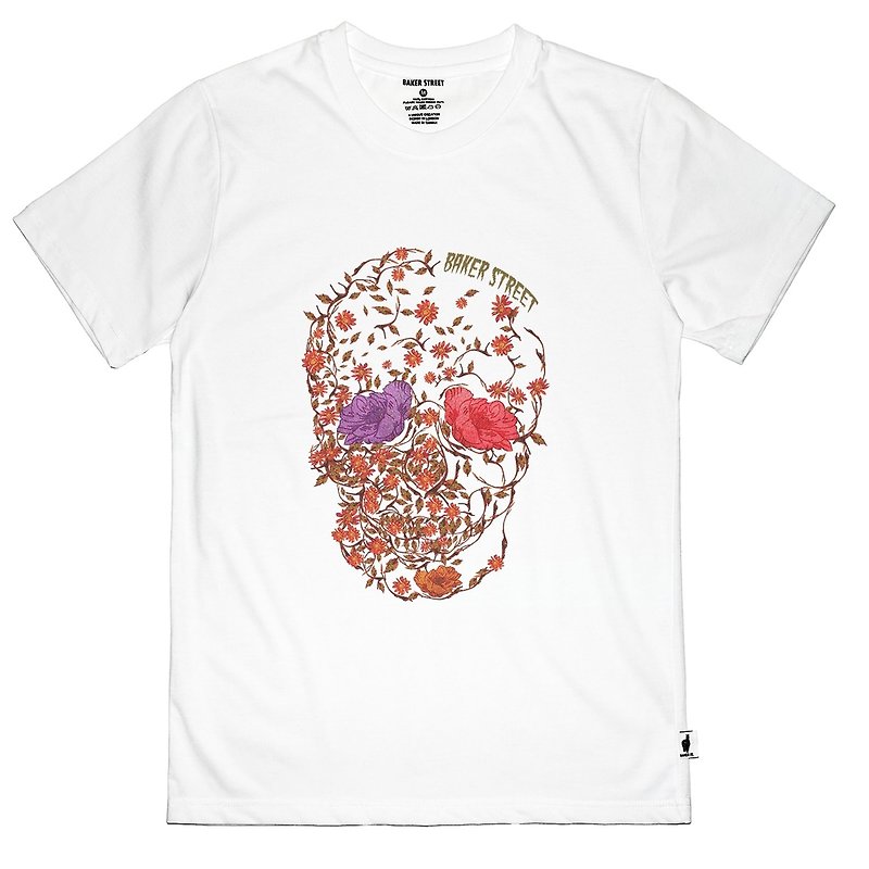 British Fashion Brand -Baker Street- Blossom Skull Printed T-shirt
