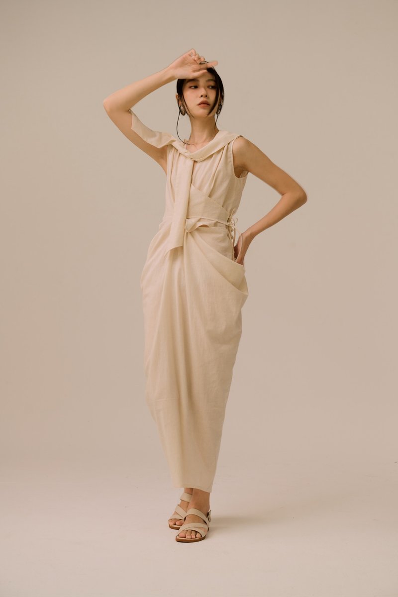 Almond Roman Dress - One Piece Dresses - Cotton & Hemp White