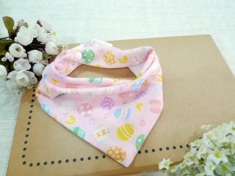 Triangle saliva towel/bib-happiness egg (pink) - ผ้ากันเปื้อน - ผ้าฝ้าย/ผ้าลินิน สึชมพู
