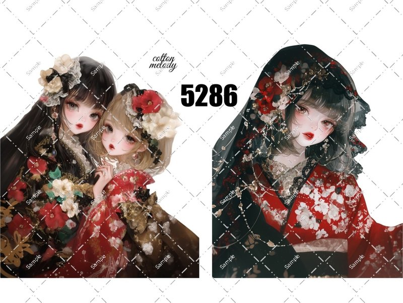original sticker no.5286 人物ステッカー オリジナルステッカー オリジナル人物ステッカー 装飾ステッカー cotton melody - 貼紙 - 紙 