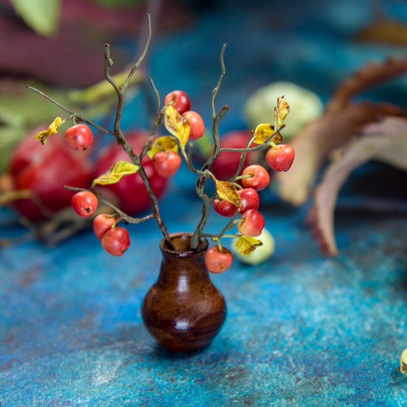 TUTORIAL Miniature wild apples on a branch polymer / air dry clay | PDF + video - DIY Tutorials ＆ Reference Materials - Other Materials 