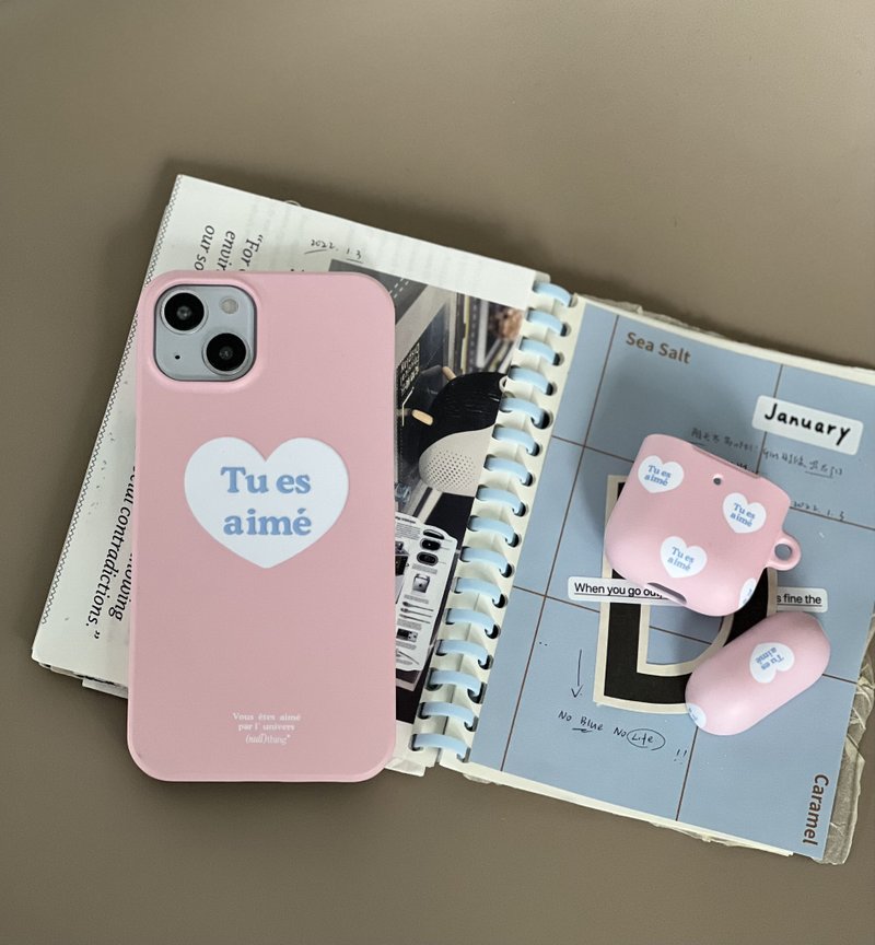 You are loved by the universe pink peach heart love iPhone case Korean hard case - Phone Cases - Other Materials Multicolor