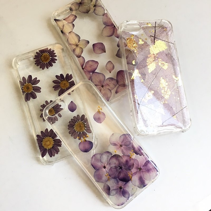 Clear clearance IPHONE5/SE real flower air pressure anti-collision shell - Phone Cases - Plastic Purple