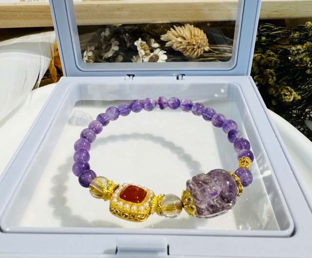 芸能人 愛用の通販 天然スーパーセブン貔貅パープルスーパーセブンクリスタル アクセサリー