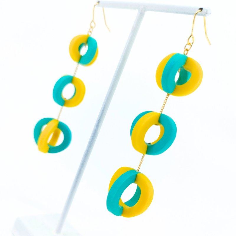 [Zodiac Signs and Birthstones] Hook Earrings/ Clip-On Topaz/Citrine Polymer Clay - ต่างหู - วัสดุอื่นๆ สีเขียว