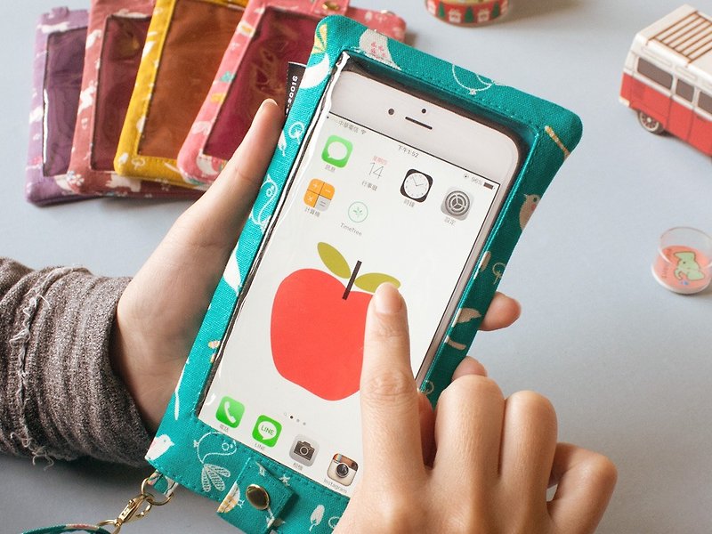 Chuyu 【花布戀】5.9吋以下螢幕適用 可滑螢幕附繩手機袋(大) iPhone 6s - 手機殼/手機套 - 其他材質 多色