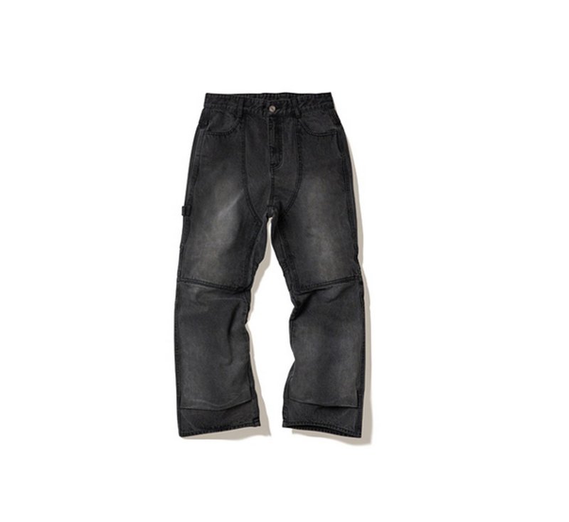 AECA Double Knee Boots Cut Denim靴型水洗單寧褲 - 男長褲/休閒褲 - 其他材質 黑色