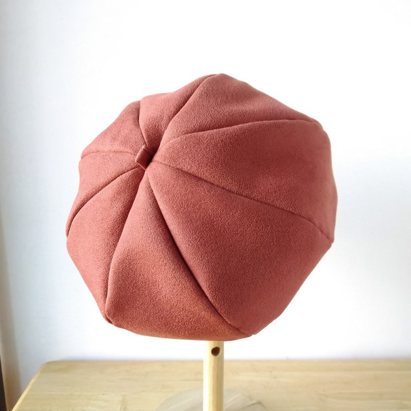 其他人造纖維 帽子 橘色 - 糸文 麂皮貝雷帽-南瓜橘 頭圍60cm