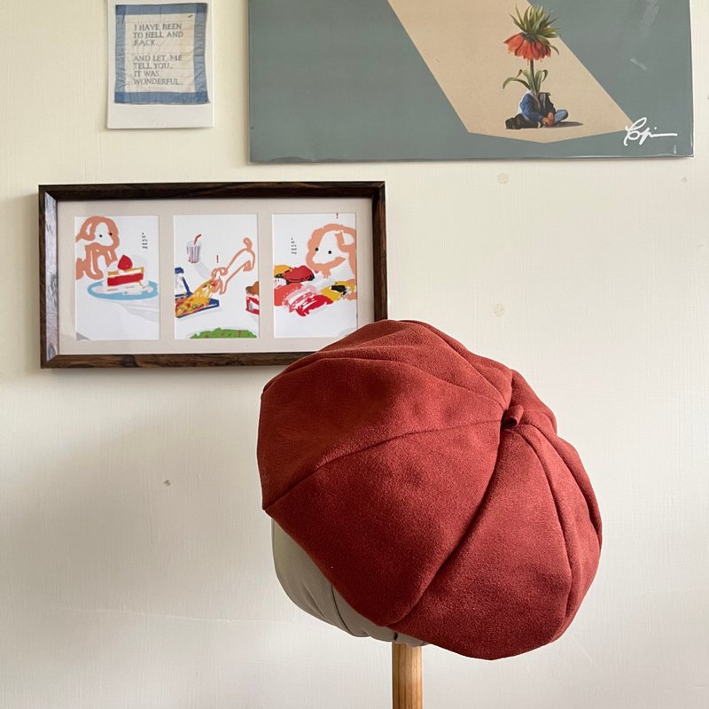 糸文 麂皮貝雷帽-南瓜橘 - 帽 - 其他人造纖維 橘色