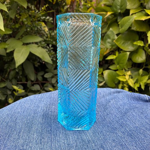 ヴィンテージチェコ製 Sklo Union スタイルのプレスガラス花瓶、幾何学