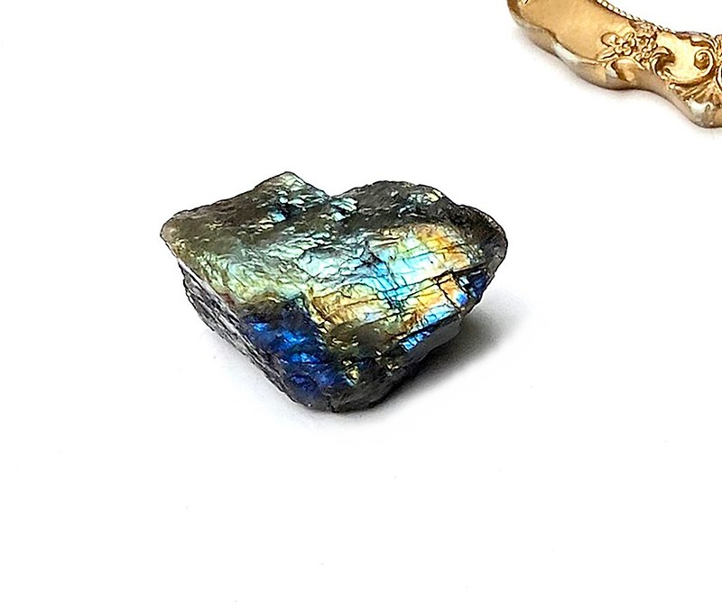 Natural raw ore geometric triangle color blue labradorite rough stone office home healing ornaments - Other - Crystal Multicolor