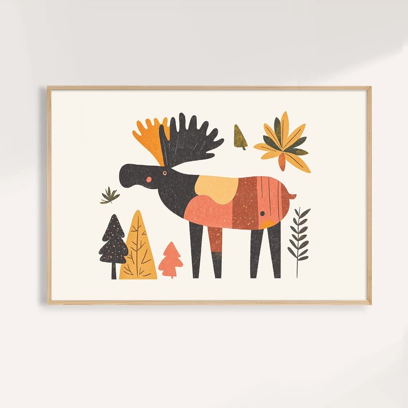 森林角落的麋鹿 Autumn Moose / 童話系列動物插畫 - 海報/掛畫/掛布 - 紙 