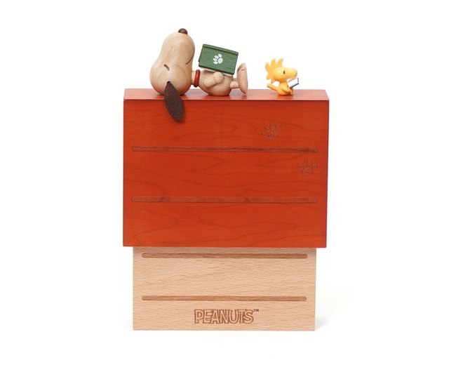 PEANUTS - SNOOPY　ウッドストック　BOOKEND Peanuts Snoopy & Woodstock Wooden Bookend | SNPY ONLY