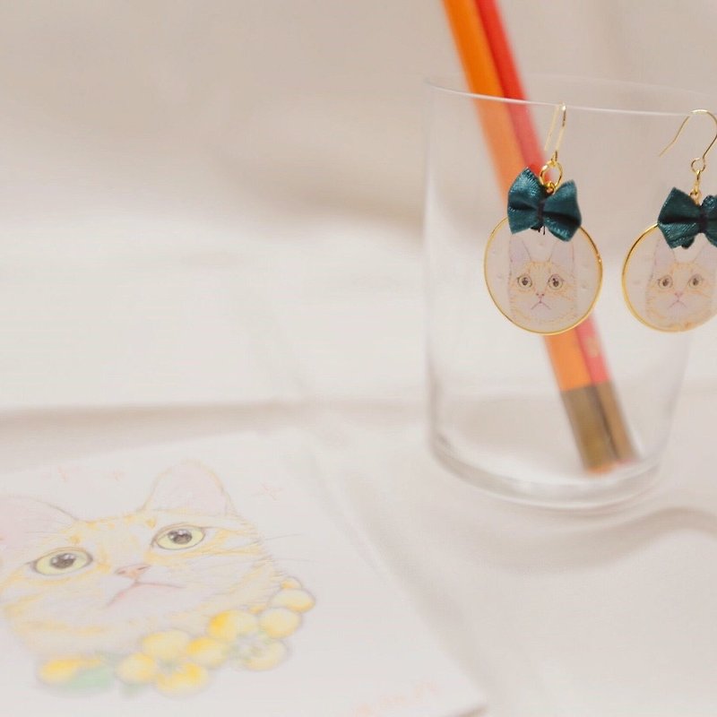 Co-branded cute pets like painted earrings customized pet jewelry - ต่างหู - โลหะ สีส้ม