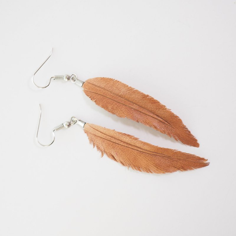 Leather Crave Earring Feather design - Rust