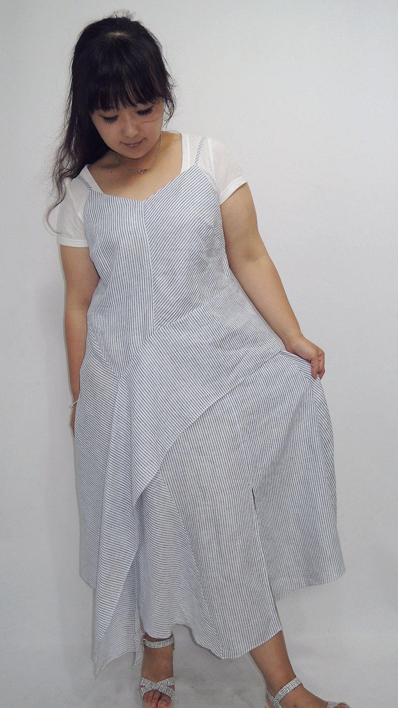 -Jimuwu Marshmallow Girl-Pure cotton light blue striped long dress (please ask if there is still stock before placing an order)