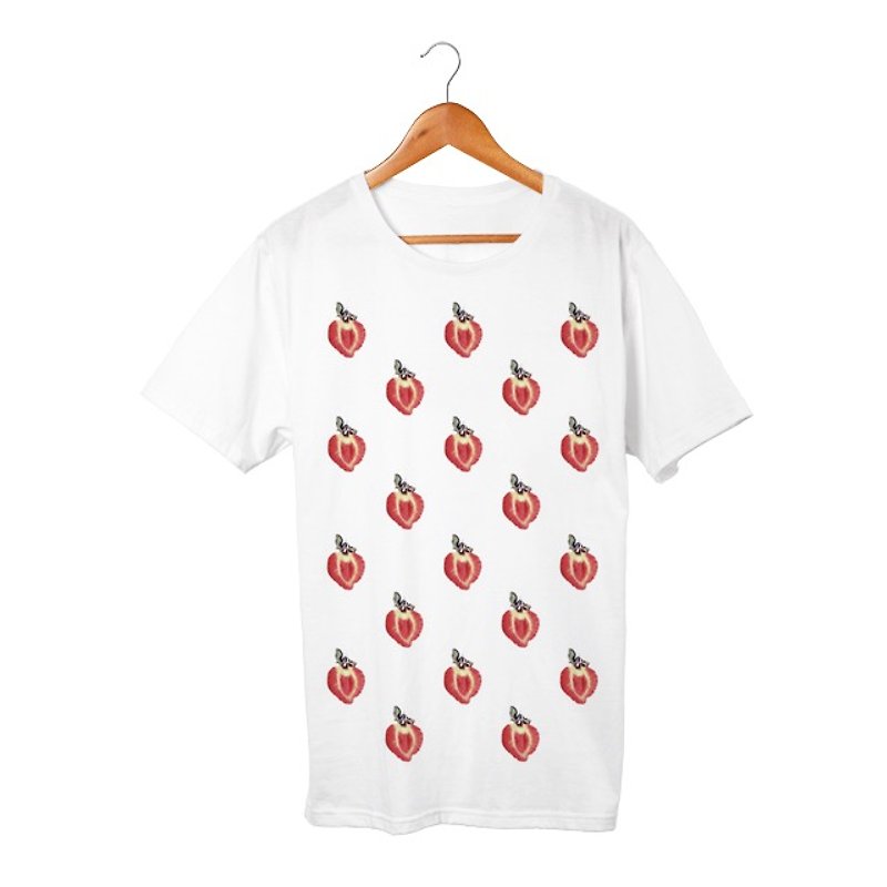 strawberry T-shirt - เสื้อฮู้ด - ผ้าฝ้าย/ผ้าลินิน ขาว