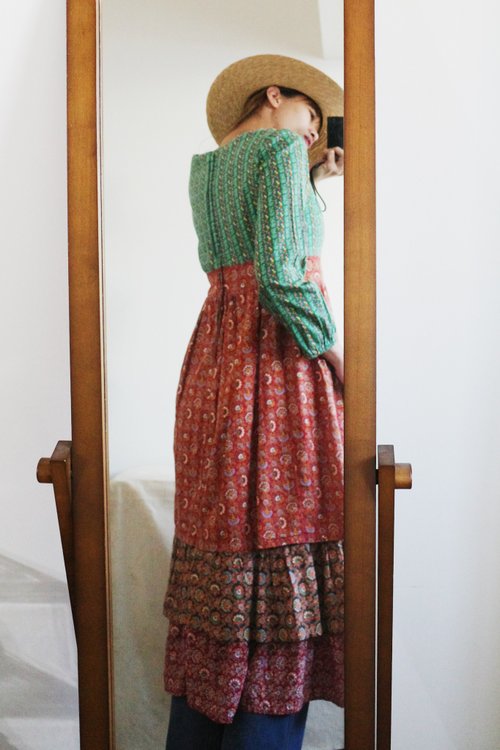 70s vintage パッチワーク ドレスデン ワンピース　スカート 70s パッチワーク柄 ワンピース ドレスデン ヴィンテージ - メルカリ