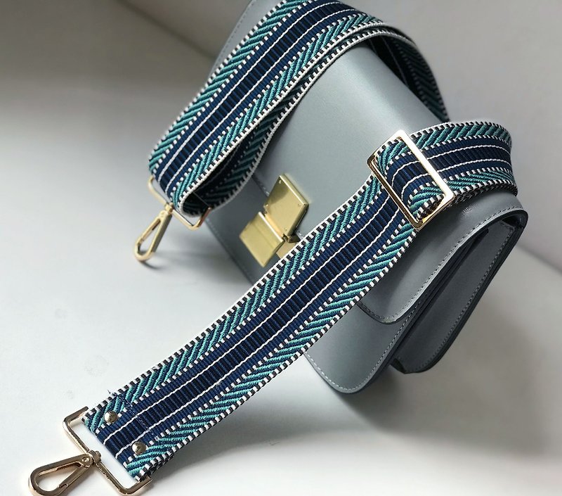 2 inch wide version straps cotton woven straps backpack straps can be adjusted and can be replaced with printed straps - Messenger Bags & Sling Bags - Cotton & Hemp Blue