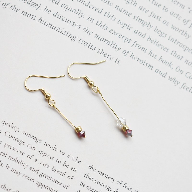 ZHU. Handmade earrings | Parallel lines (Christmas gifts / Austrian crystal / ear clips) - ต่างหู - โลหะ 