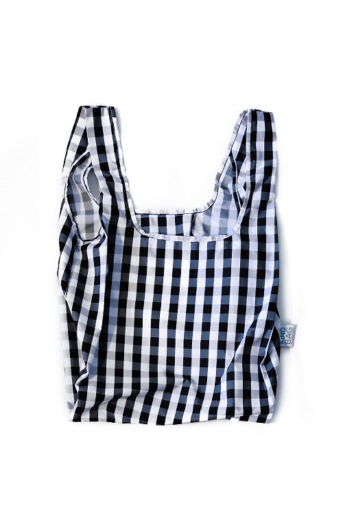 Kind Bag 台灣 英國Kind Bag-環保收納購物袋-中-黑白格紋
