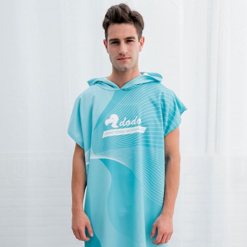 dodo機能服飾 | 會呼吸的雨衣 超細纖維速乾毛巾衣-海洋藍