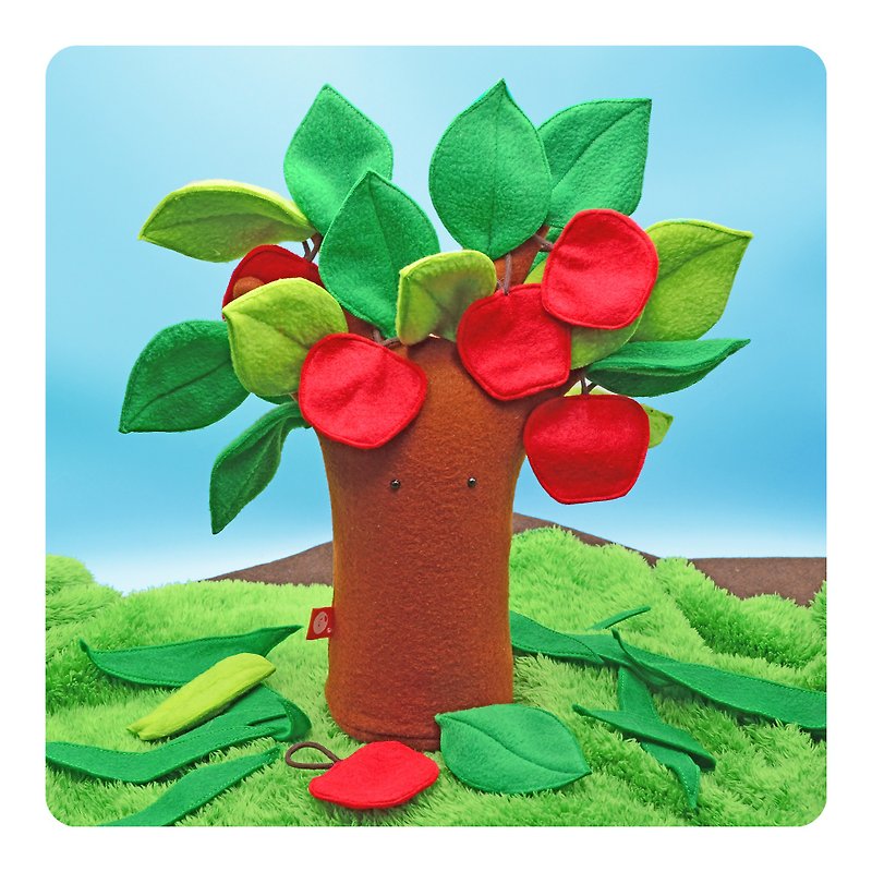 Summery Apple Tree - Fabric doll - Felt toy of a tree in summer - Kids' Toys - Acrylic Red