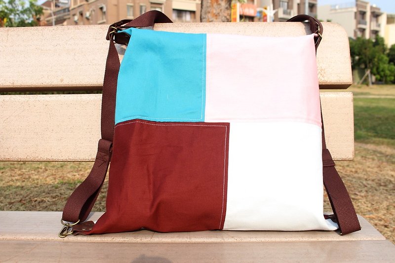 Four-color stitching with three packages - Backpacks - Cotton & Hemp 