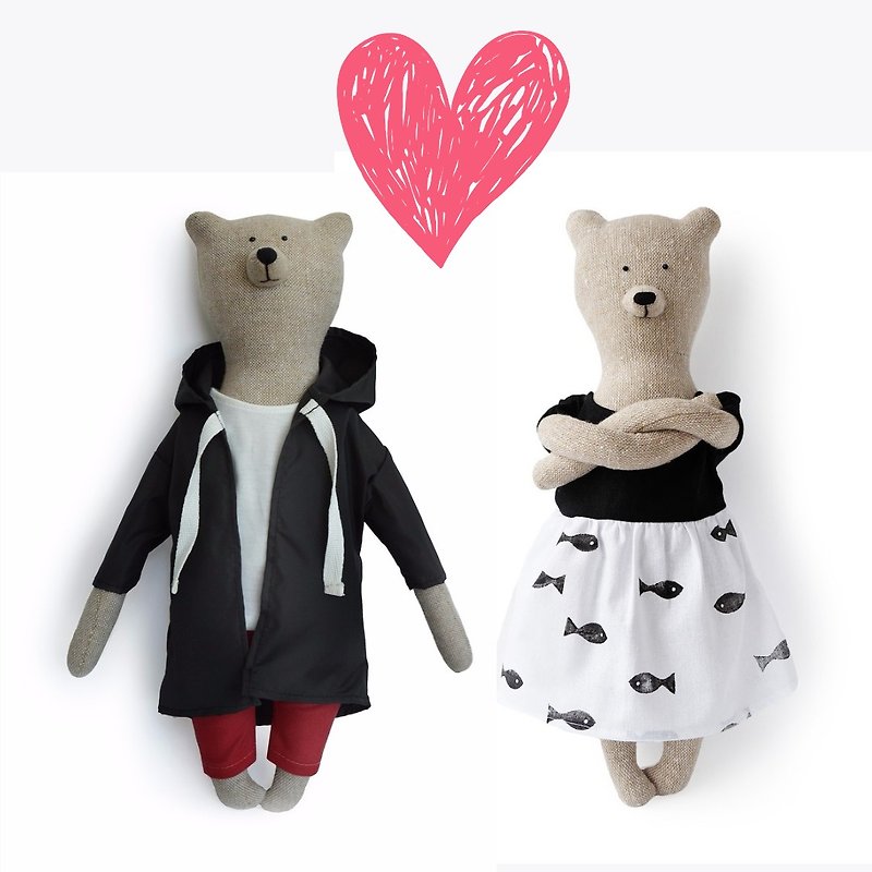 PK gifts | Sherlock Holmes + Louisa Bear 40cm Lover Gift Box Set - ตุ๊กตา - เส้นใยสังเคราะห์ สีดำ
