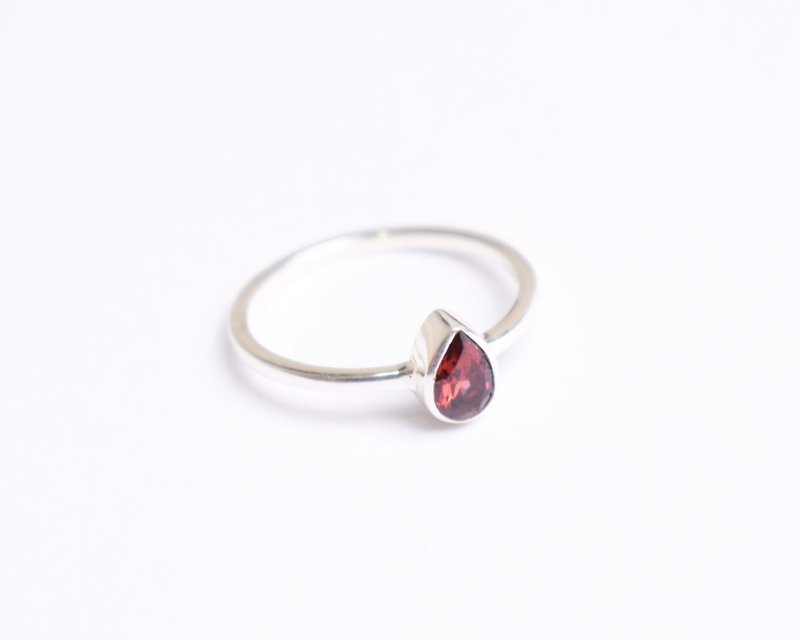 ガーネットのシルバーリング - 戒指 - 石頭 紅色