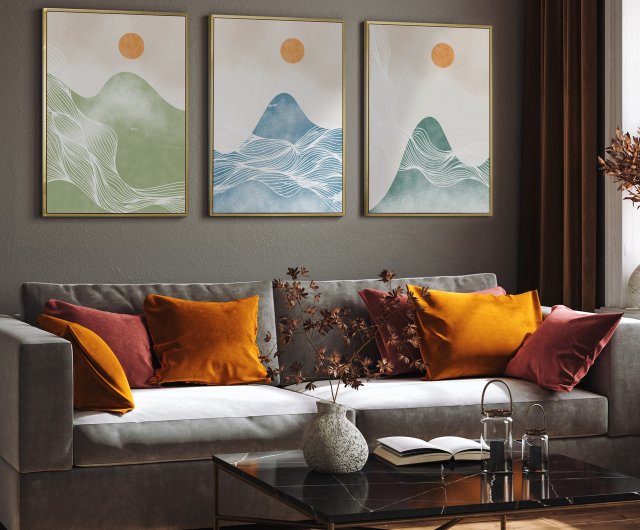 夫婦絵画キャンペーンパッケージ】山間の雲海シリーズ 掛け絵/和風掛け