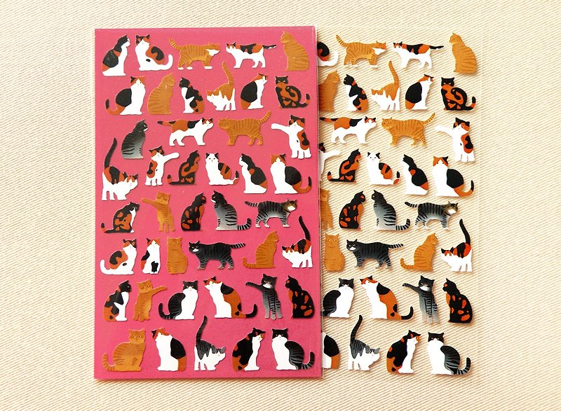 Tortoiseshell/ Tabby/ Calico Cat Stickers - สติกเกอร์ - วัสดุกันนำ้ สีส้ม